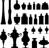 Antique+vases%2C+bottles%2C+urns+and+jars+from+an+apothecary%2C+herbalist%2C+or+tea+shop+-+vector+silhouette+set
