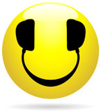 Glossy+Smiley+icon+with+headphones+in+place+of+eyes+and+mouth