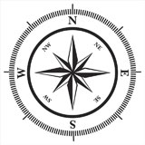 Compass+rose+in+black+and+white%2C+vector+illustration