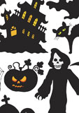 Set+of+Halloween+silhouettes+-+vector+illustration.