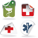 medical+symbols+on+stickers+-+vector+illustration