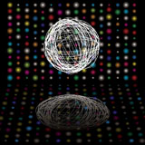 Disco+bright+lights+with+scribble+ball+on+a+black+background