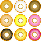Illustration+of+nine+variations+of+doughnuts+with+different+toppings