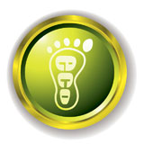 green+eco+foot+print+icon+with+gold+bevel+and+outer+shadow