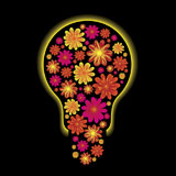 floral+light+bulb+with+yellow+outter+glow+and+black+background