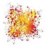 Red+and+yellow+abstract+ink+splat+with+white+background