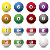 Collection+of+pool+balls+numbered+from+one+to+fifteen+with+shadow