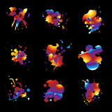 Nine+ink+splat+designs+with+rainbow+colours+and+black+background