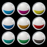 Nine+colourful+buttons+with+white+tops+and+silver+bevel