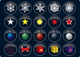 A+collection+of+christmas+buttons+on+a+black+background