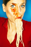 pretty+girl+with+tomato+sauce+all+over+her+face+sucking+noodles