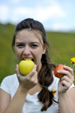 Woman+eating+an+apple+