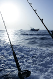 Blue+Mediterranean+fishing+boat+with+rod+and+reels