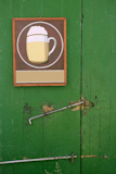 Beer+draw+hand+painted+poster+in+a+green+wooden+door