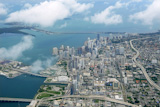 Miami+city+Downtown+aerial+view++blue+sea+buildings+town