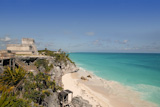 Blue+turquoise+Caribbean+sea+over+mayan+ruins+Tulum+Mexico