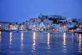 Ibiza+island+harbor+night+in+Mediterranean+spanish+sea