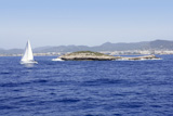 Ibiza+mediterranean+island+blue+seascape+with+rocks