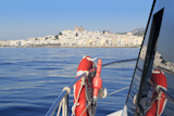 Altea+Alicante+province+Spain+from+Mediterranean+boat+window+reflection