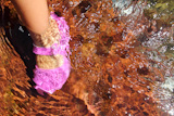Girl+water+feet+pink+shoe+in+river+stream+red+bottom+rolling+stones