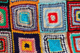 Crochet+patchwork+colorful+pattern+handcraft+fabric+blanket