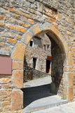 Ainsa+medieval+romanesque+village+arch+fort+door+masonry+Huesca+Aragon+Spain