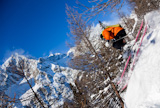 Young+male+freeride+skier+goes+downhill+in+powder+snow+Mont+Blanc+Courmayeur+Italy