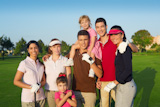 Golf+course+group+of+friends+people+with+children+posing+standing