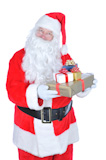 Santa+Claus+Holding+a+Present