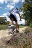 A+mountain+biker+riding+through+a+trail%3B+blur+effect
