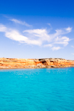 Formentera+balearic+island+from+sea+west+coast+red+mountains