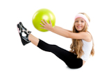 Children+little+gym+girl+with+green+yoga+ball+with+pilates+exercise