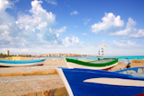 beach+of+Salou+with+beached+boats+in+Tarragona+Catalonia+Spain