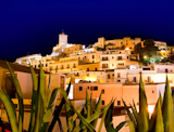 Ibiza+Dalt+Vila+downtown+in+night+lights+at+Eivissa+town