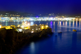Ibiza+town+port+blue+sea+night+lights+of+Eivissa+city