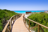 Formentera+migjorn+Els+Arenals+beach+walkway+of+wood+in+Spain