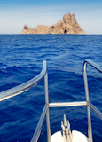boat+bow+in+Es+Vedra+of+Ibiza+island+at+Balearic+Islands