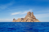 Ibiza+Es+Vedra+island+in+Mediterranean+blue+Balearic+sea