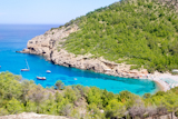 Ibiza+Port+de+Benirras+beach+with+turquoise+mediterranean+sea+in+Spain