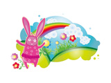 vector+spring+illustration+with+floral+and+rabbit
