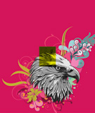 vector+eagle+head+with+floral+background