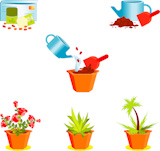 Icons+on+growing+window+plants+for+florist+shop