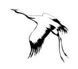 vector+silhouette+flying+crane+on+white+background