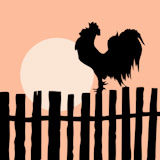 silhouette+of+the+cock+on+old+fence
