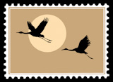 flying+crane+on+postage+stamps.+vector