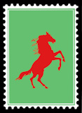 red+horse+on+postage+stamps.+vector