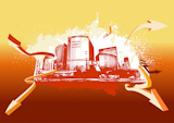 Big+City+-+Grunge+styled+urban+background+in+graffiti+style+Vector+illustration.