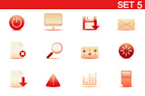 Vector+illustration+%13++set+of+red+elegant+simple+icons+for+common+computer+and+media+devices+functions.+Set-5