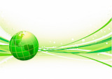 Vector+illustration+of+green+abstract+lines+background+-+composition+of+curved+lines+and+globe