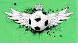 Vector+illustration+of+grunge+football+insignia+or+badge+with+two+wings%2C+crown+and+floral+elements